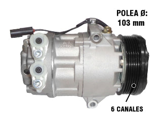COMPRESORES AIRE ACONDICIONADO LIVIANOS VOLKSWAGEN GOL 1.6-1.8-AB9 BULON PASANTE 3 FIJACIONES POLEA 6PK 109MM 8TC-XA_