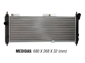 RADIADORES LIVIANOS CHEVROLET CORSA 1.0-1.4-1.6 94/11 CON AA/CLASSIC 11/.. CON Y SIN AA 2 BULBOS - ALETADO 680X285X32MM_