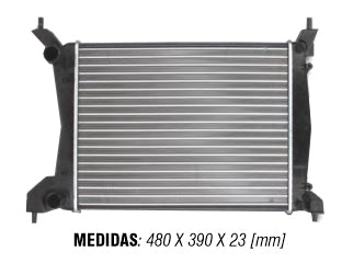 RADIADORES LIVIANOS FIAT PALIO/GRAND SIENA/UNO NOVO FASE II 1.4 8V 10/17/MOBI 1.0 16/17 ALETADO 475X390X12MM_