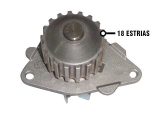 BOMBAS DE AGUA LIVIANOS PEUGEOT 208/CITROEN C3/AIRCROSS 1.5 8V TU4 - 18 DIENTES - 8 ALABES TURBINA METALICA_