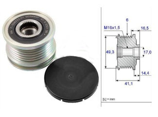 POLEAS DE MARCHA LIBRE PEUGEOT 207/3008/5008 / CITROEN C3/C4 /BMW MINI COOPER MOTORES 1.6T THP 17X55X41 6PK_