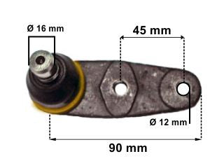 ROTULAS DE SUSPENSION RENAULT 9/11 AGUJEROS DE 12 MM - PIVOTE 16.00 MM_