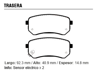 PASTILLAS DE FRENOS LIVIANOS KIA SPORTAGE 10/.. / PICANTO 04/.. / HYUNDAI I10/ATOS 04/.. TRASERA_