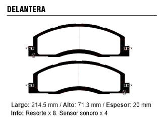 PASTILLAS DE FRENOS LIVIANOS DODGE RAM 2500/3500 09/.. DELANTERA_