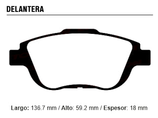 PASTILLAS DE FRENOS LIVIANOS PEUGEOT 2008 / CITROEN C3 II/C3 PICASSO/DS3 10/.. DELANTERA SISTEMA BOSCH 136.70X59.20X18.00 MM_