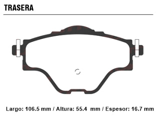 PASTILLAS DE FRENOS LIVIANOS PEUGEOT 308 1.6 THP/3008 1.6 THP-2.0 HDI / CITROEN C4 PICASSO 1.6 HDI-2.0 HDI 13/.. TRASERA_