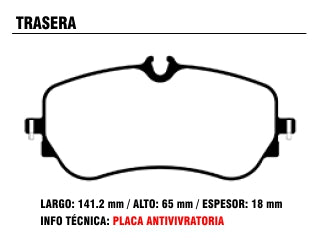 PASTILLAS DE FRENOS LIVIANOS VOLKSWAGEN AMAROK 3.0 V6 TDI 16/.. TRASERA 141.00X65.40X18.00 MM_