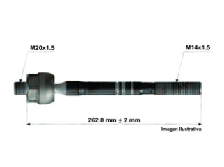 AXIALES/PRECAP CREMALLERAS HONDA CRV 12/.. LARGO 262MM - RLC MACHO M20X1.5 - RLE MACHO M14X1.5_