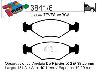 PASTILLAS DE FRENOS LIVIANOS FIAT PALIO/SIENA/UNO/FIORINO GRUESA DELANTERA_