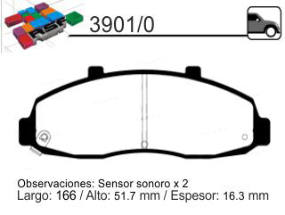 PASTILLAS DE FRENOS LIVIANOS FORD F150 DELANTERA 166.00X57.10X16.30 MM_