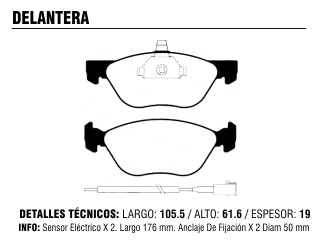 PASTILLAS DE FRENOS LIVIANOS FIAT PALIO WEEKEND ADVENTURE LOCKER/IDEA ADVENTURE/STRADA ADVENTURE/DOBLO ADVENTURE DELANTERA_