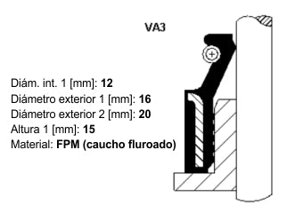 RETENES GUIA DE VALVULAS MERCEDES BENZ SPRINTER OM447 RETEN GUIA DE VALVULA 12X16X20X15MM - PACK X4