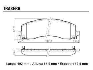 PASTILLAS DE FRENOS LIVIANOS DODGE RAM 2500/3500 2020/.. SIN SENSOR TRASERA_