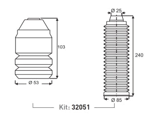KIT FUELLES SUSPENSION VOLKSWAGEN POLO CLASSIC 96-00/CADDY 1.6-1.9 SD / SEAT CORDOBA TOPE Y FUELLE AMORTIGUADOR DELANTERO_