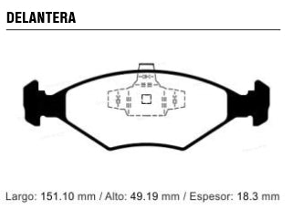 PASTILLAS DE FRENOS LIVIANOS FIAT UNO FIRE/CARGO/FIORINO 10/.. DELANTERA 151.10X49.19X18.30 MM_