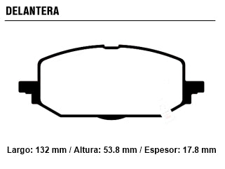 PASTILLAS DE FRENOS LIVIANOS CHEVROLET ONIX 1.0 T-1.2 19/../TRACKER 1.2 T 20/.. DELANTERA CON SENSOR 132.00X53.80X17.80 MM_