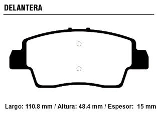 PASTILLAS DE FRENOS LIVIANOS RENAULT KWID OUTSIDER 1.0 12V 19/.. DELANTERA 110.80X48.40X15.00 MM_
