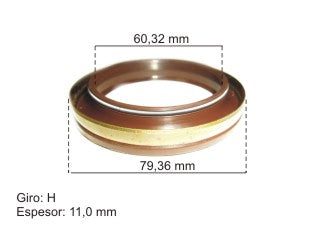 RETENES MOTOR LIVIANOS PERKINS 4-203/6-305/6-354 DISTRIBUCION DELANTERO LABIO DESPLAZADO 60.33X79.37X10.80 MM - GIRO H_