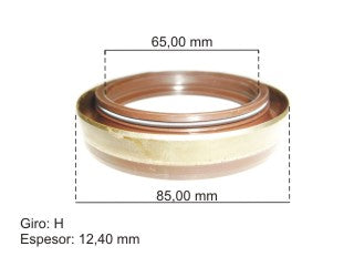 RETENES MOTOR LIVIANOS DODGE DD1000 MOTOR DEUTZ RETEN CIGUENAL DELANTERO 65.00X85.00X12.40 MM - A257-H - GIRO H_