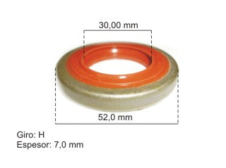 RETENES MOTOR LIVIANOS FIAT PALIO/SIENA/UNO/DUNA/128/125/147 RETEN ARBOL DE LEVAS ACM/FPM 30.00X52.00X7.00 MM - MX-R-H_