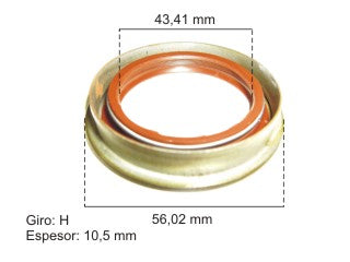 RETENES MOTOR LIVIANOS FORD SIERRA 2.3/TAUNUS 2.0-2.3 RETEN DISTRIBUCION Y ARBOL DE LEVAS 43.40X56.10X10.50 MM - GIRO H_