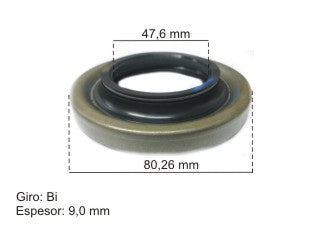 RETENES DIFERENCIAL Y CAJA LIVIANOS FORD F350/F4000 / CHEVROLET SILVERADO RETEN DIFERENCIAL 47.60X80.25X6.50/16.50 - A 109-R - GIRO H_