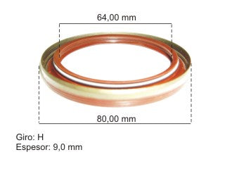 RETENES MOTOR LIVIANOS CHEVROLET S10/BLAZER MWM CIGUENAL DELANTERO 64.00X80.00X9.00 MM - A 278-R - GIRO H_