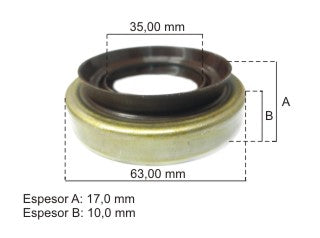 RETENES DIFERENCIAL Y CAJA LIVIANOS TOYOTA HILUX 4X4 RETEN SEMIEJE SALIDA DIFERENCIAL 35.00X63.00X10.00/16.00 MM - GIRO BIDI_