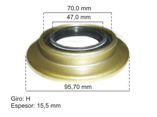 RETENES DIFERENCIAL Y CAJA LIVIANOS FORD F100 DUTY 00/.. RETEN DIFERENCIAL 47.00X70.00/95.70X10.50/15.50 MM - GIRO H_