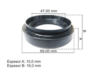 RETENES DIFERENCIAL Y CAJA LIVIANOS TOYOTA HILUX/SW4 05/.. RETEN SEMIEJE IZQUIERDO NBR 47.00X69.00X10.00/16.00 - A 109-R - GIRO BIDI_