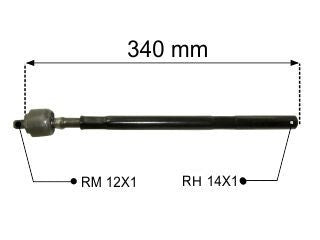 AXIALES/PRECAP CREMALLERAS PEUGEOT PARTNER 99/../RANCH AXIAL CORTO - LARGO 355 MM  ROSCA MACHO/HEMBRA_