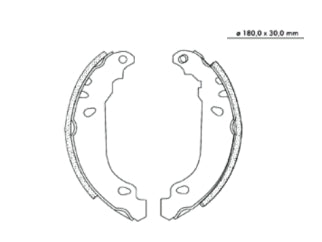 ZAPATAS DE FRENOS AUTOS PEUGEOT 206 1.6 08/../207 07/.. TRASERA 180X30X5 MM - ESTANDAR_