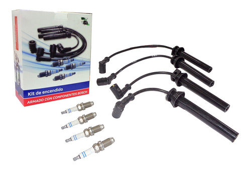 Kit Cables + 4 Bujías Fiat Siena 96/0