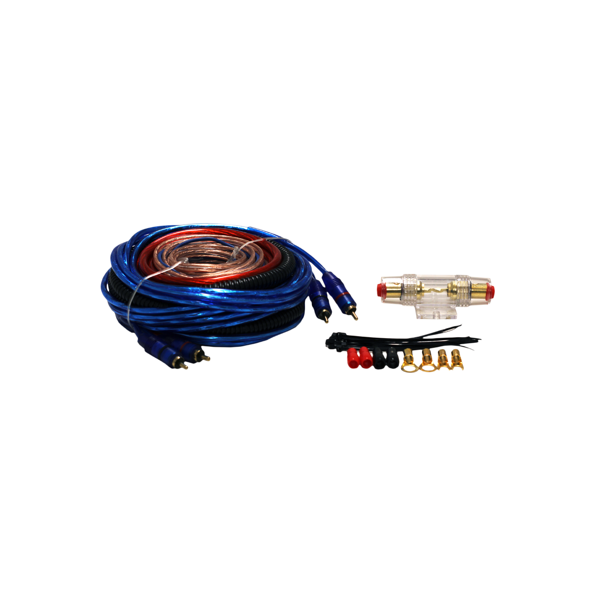 KIT DE CABLES PARA POTENCIA. CABLEADO DELGADO. 8 GAUGE. 1500 WATTS. FUSIBLE 60 AMP. INCLUYE ACCESORIOS-CONSULTAR DISPONIBILIDAD