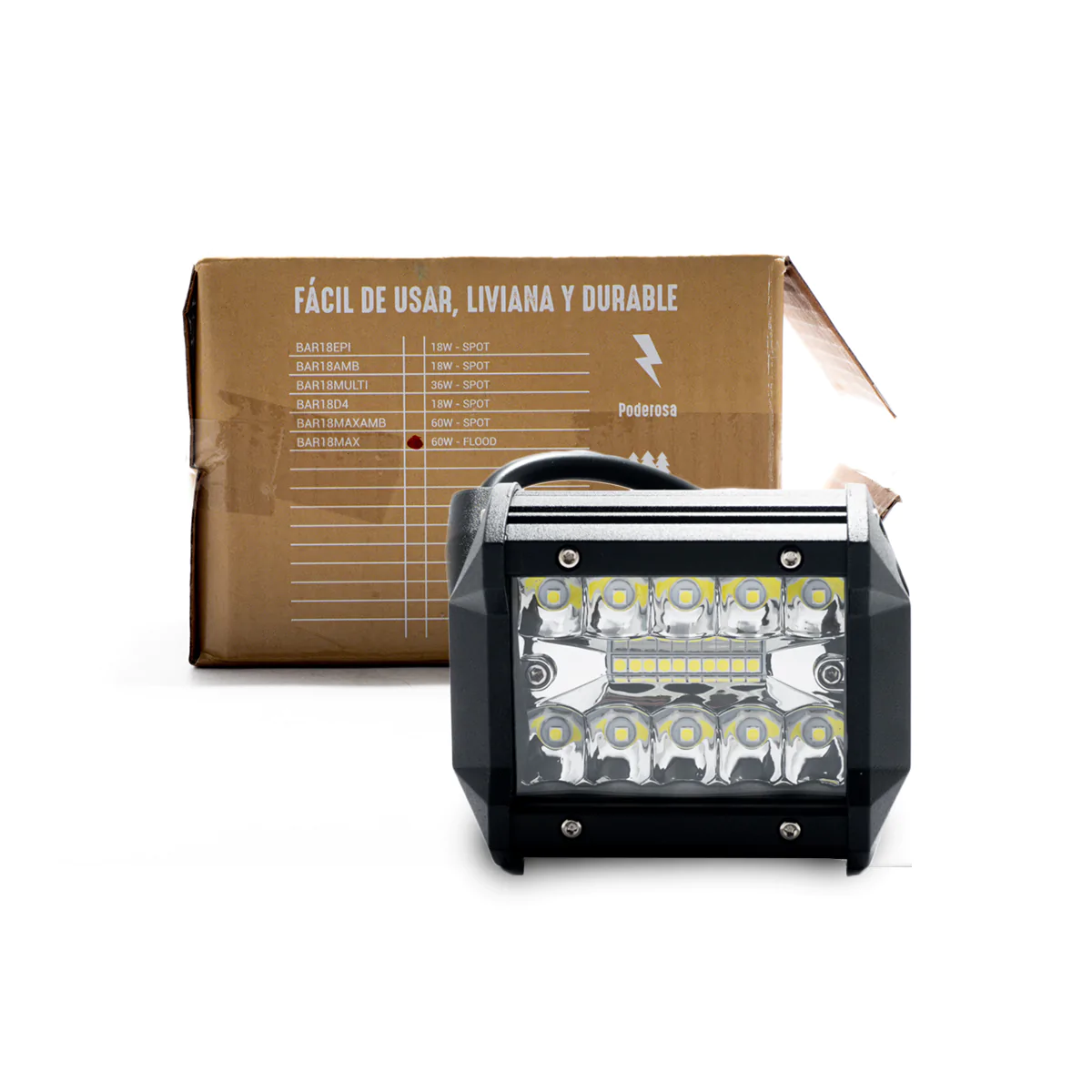BARRA DE LED DE 18 WATTS CON TIRA DISPLAY 3030 SMD  -  9.8 CM DE LARGO COLOR BLANCO 12V / 24V - CARCAZA DE ALUMINIO - HAZ DE LUZ SPOT -CONSULTAR DISPONIBILIDAD