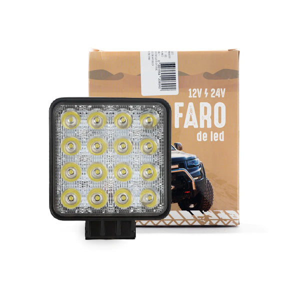 FARO LED 48 WATTS (16 LED  3 WATTS) COLOR BLANCO 12V / 24V  - HAZ DE LUZ SPOT -