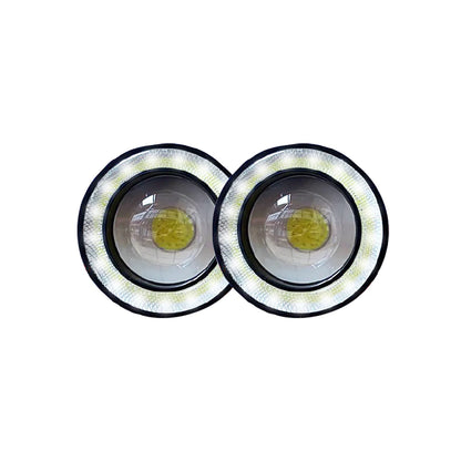 JUEGO DE FAROS LED 7.5CM DIAMETRO BLANCO CON OJO DE ANGEL 12V-CONSULTAR DISPONIBILIDAD