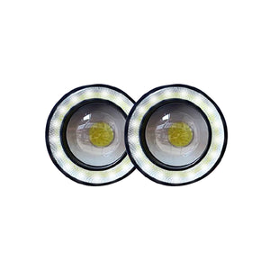 JUEGO DE FAROS LED 7.5CM DIAMETRO BLANCO CON OJO DE ANGEL 12V-CONSULTAR DISPONIBILIDAD