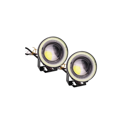 JUEGO DE FAROS LED 7.5CM DIAMETRO BLANCO CON OJO DE ANGEL 12V-CONSULTAR DISPONIBILIDAD