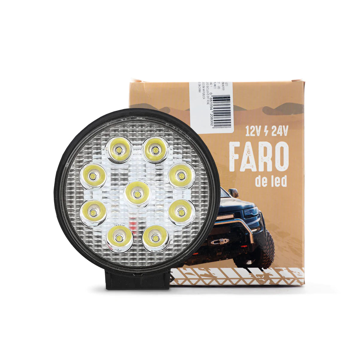 FARO DE LED CIRCULAR 27 WATTS (9 LED 3 WATTS) COLOR BLANCO 12V / 24V - HAZ DE LUZ SPOT
