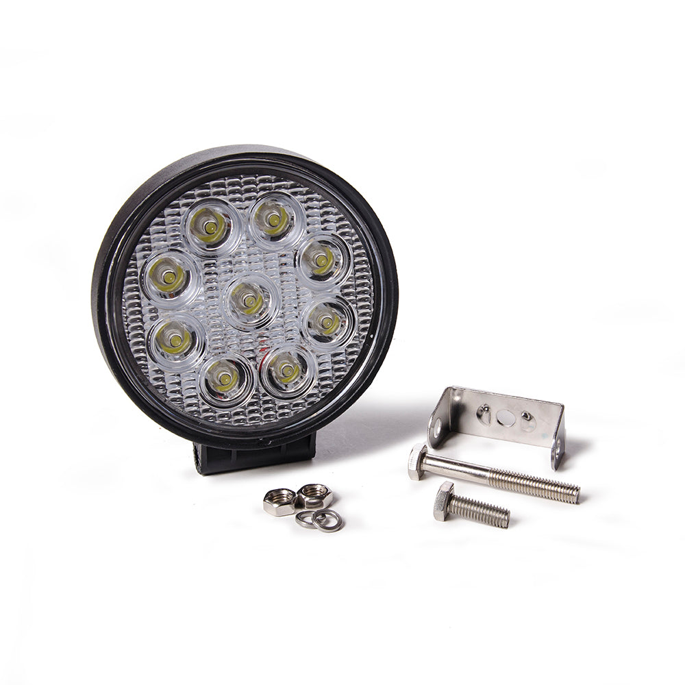 FARO DE LED CIRCULAR 27 WATTS (9 LED 3 WATTS) COLOR BLANCO 12V / 24V - HAZ DE LUZ SPOT