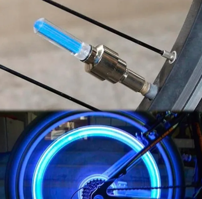 Tapas Valvula Luminica Bicicleta Moto Auto x 2 UNIDADES - LED AZUL